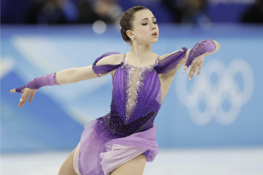 Kamila+Valieva+performs+her+short+program+to+%E2%80%9CIn+Memoriam%E2%80%9D+by+Kirill+Richter+at+the+2022+Beijing+Olympics+figure+skating+team+event%2C+prior+to+her+doping+allegations.