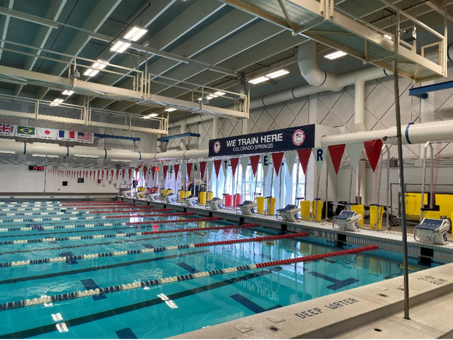 The Olympic-sized swimming pool located at the Olympic Training Center in Colorado Springs.
